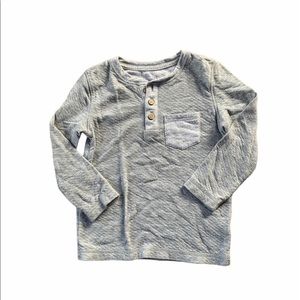 Gray Waffle Knit Henley Tee